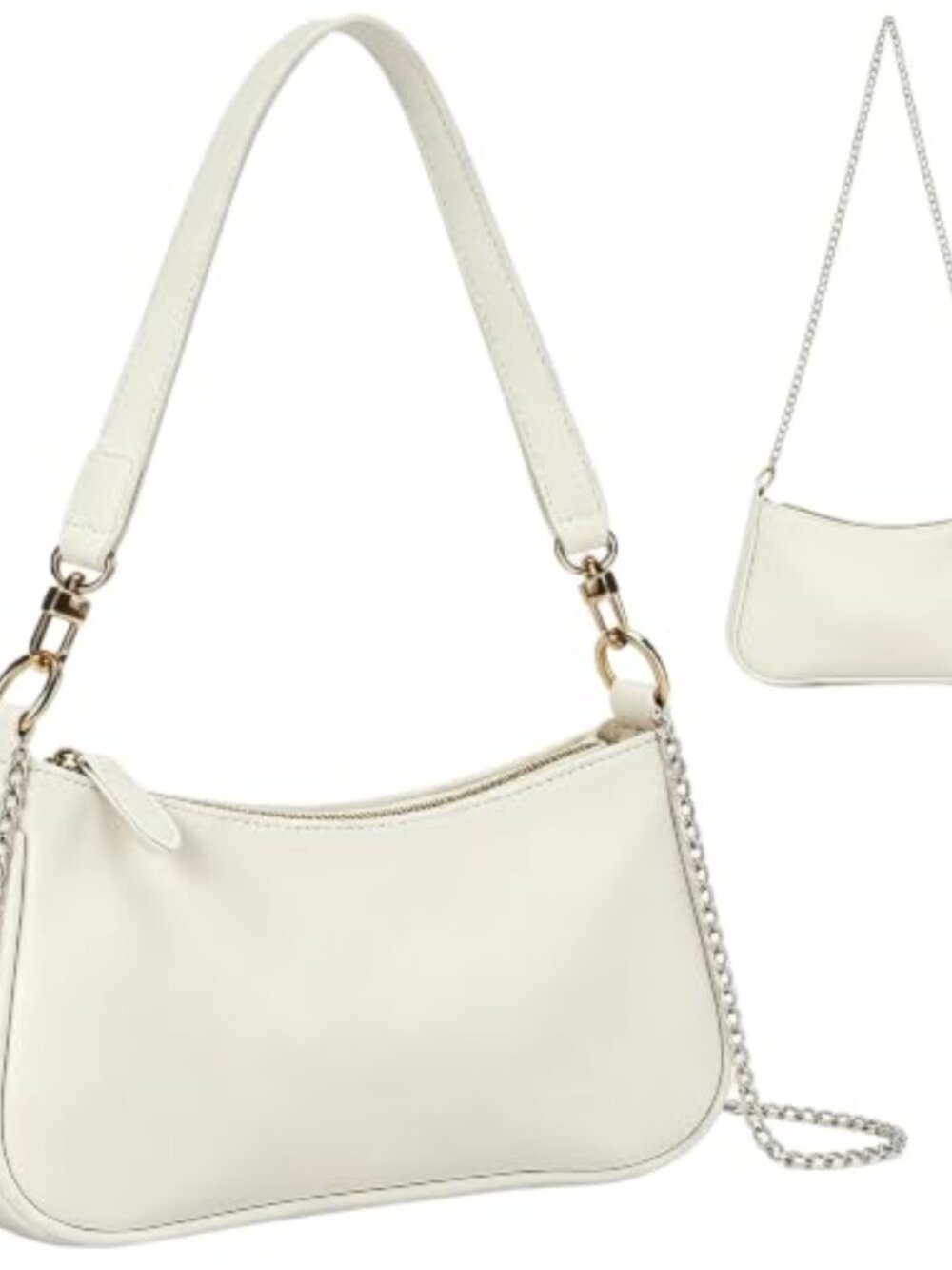 Small Faux Leather Hobo Shoulder Bag Zipper Adjustable Strap Cute Purse